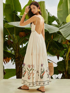 Multicolor Backless Pleated Floral Dress
