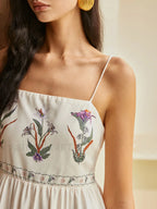 Multicolor Backless Pleated Floral Dress