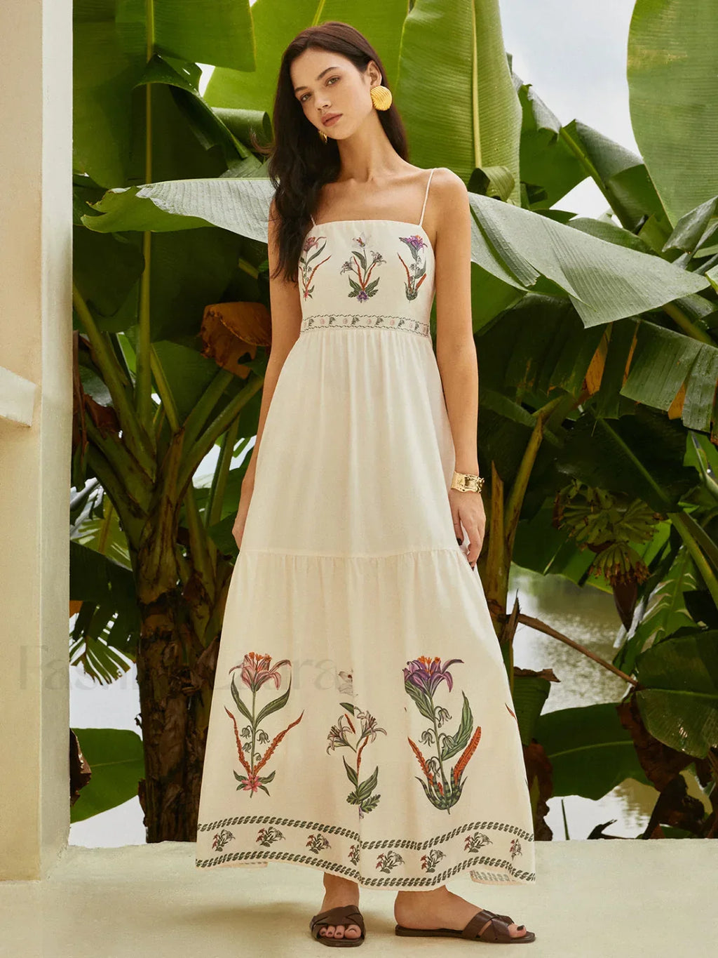 Multicolor Backless Pleated Floral Dress