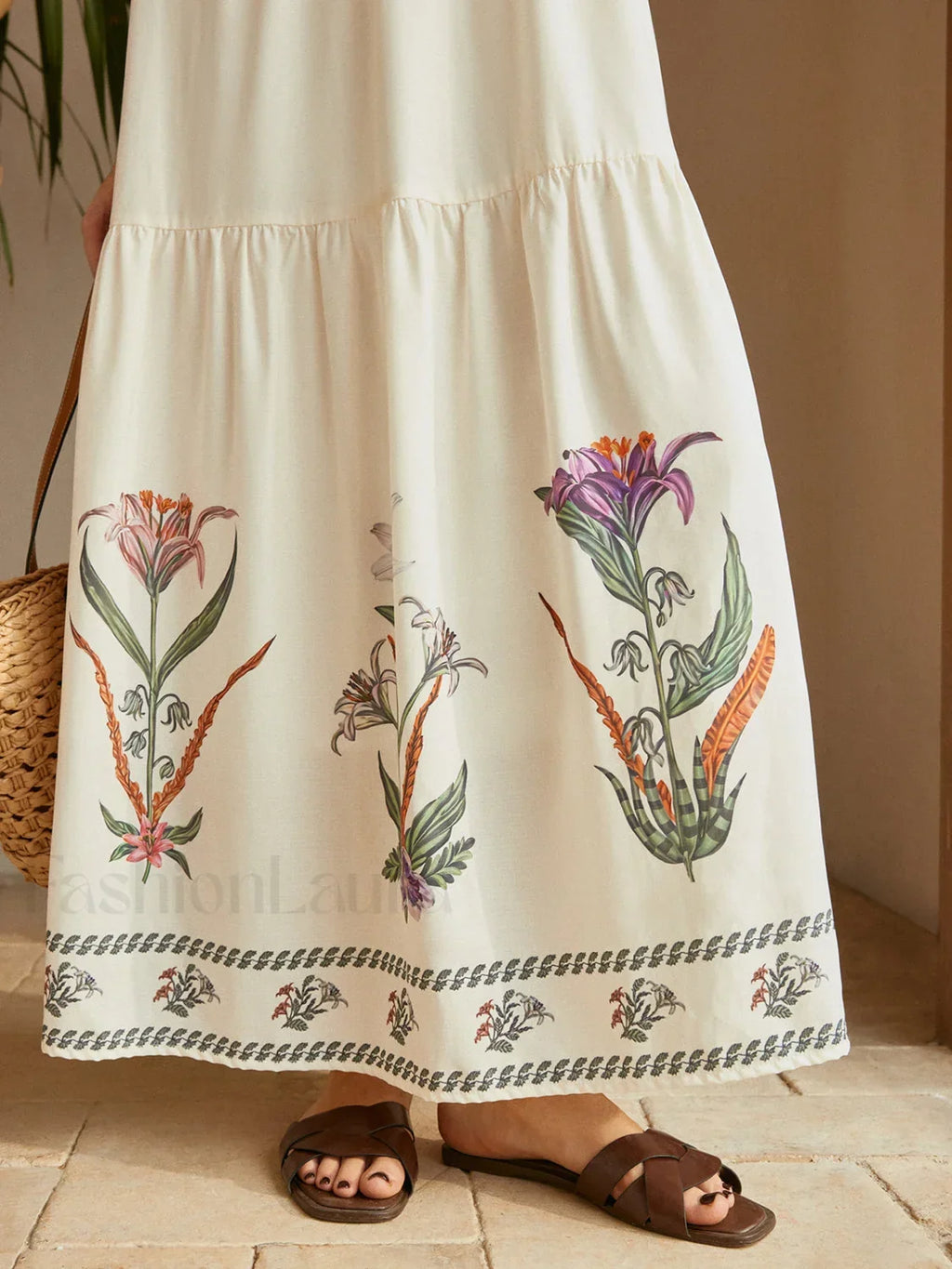 Multicolor Backless Pleated Floral Dress