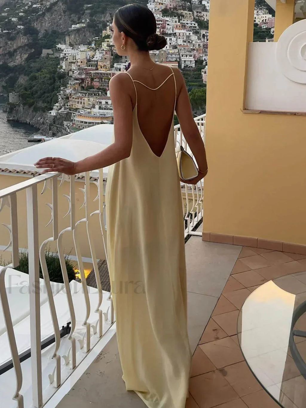 Apricot Backless Satin Long Dress