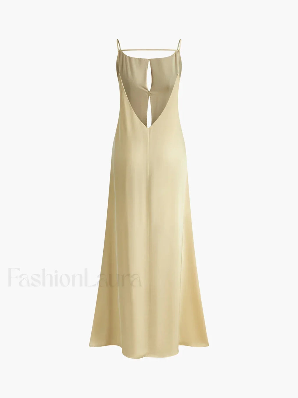 Apricot Backless Satin Long Dress