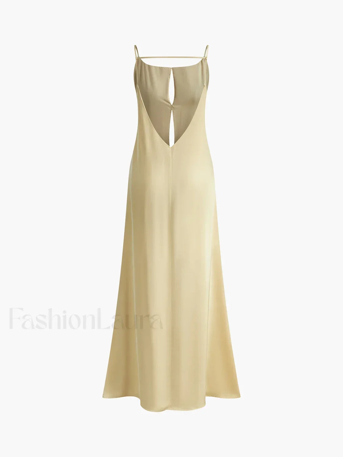 Apricot Backless Satin Long Dress