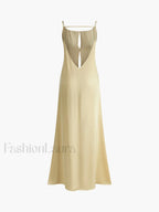 Apricot Backless Satin Long Dress
