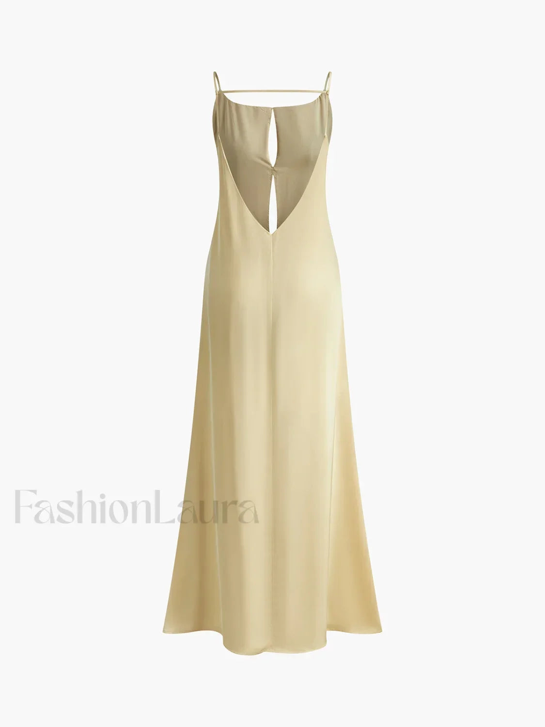 Apricot Backless Satin Long Dress