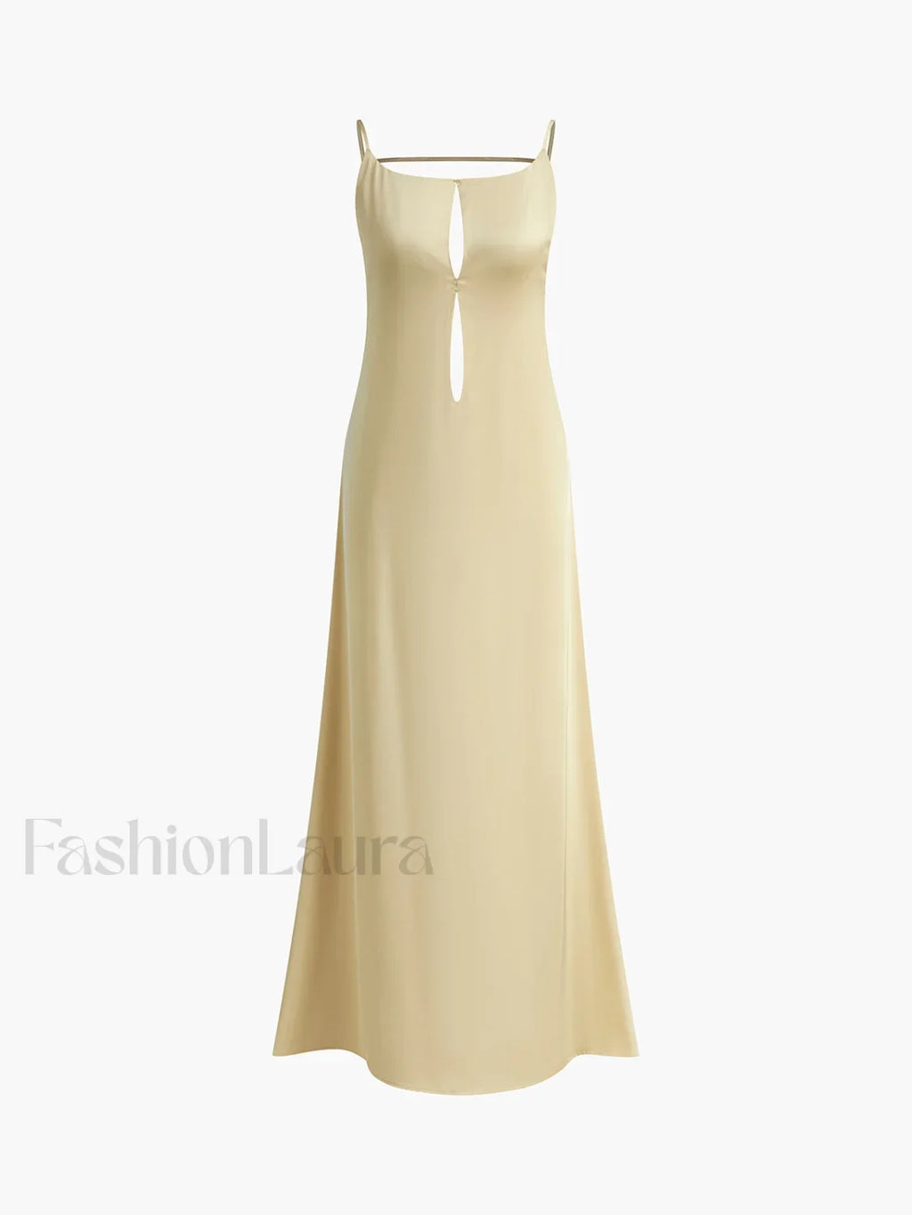 Apricot Backless Satin Long Dress