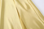 Asymmetrical Yellow Satin Slim-fit Dress