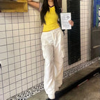 Baggy Cargo Drawstring Wide Leg Pants