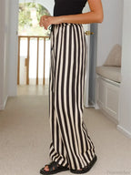 Baggy Striped Drawstring Wide Leg Summer Pant