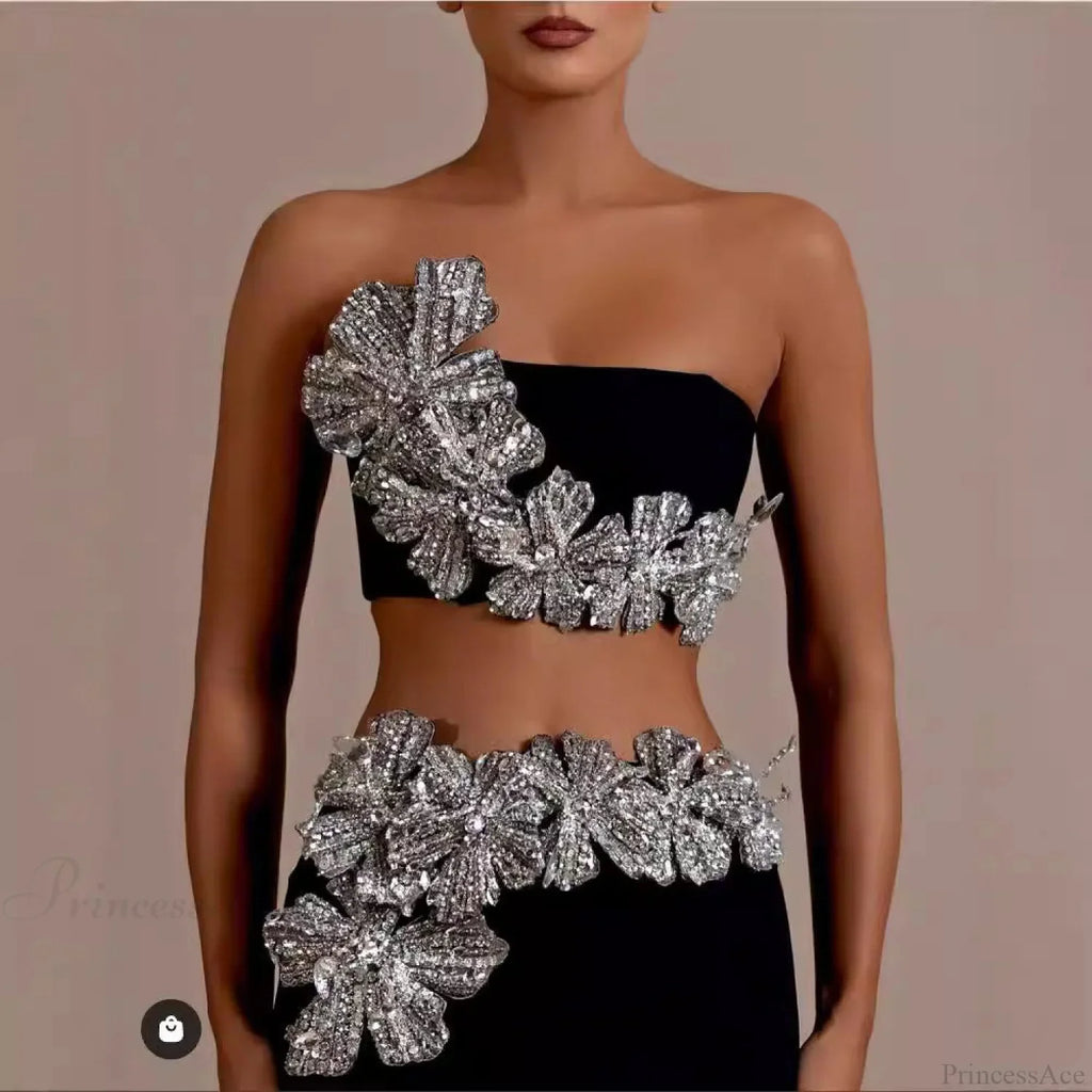 Bandage Dress Set with Rhinestone Details Prom Dress