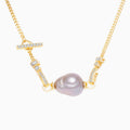Baroque Pearl and Cubic Zirconia Cuban Link Necklace