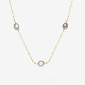 Baroque Pearl Silver Satellite Chain Bolo Slider Necklace
