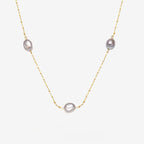 Baroque Pearl Silver Satellite Chain Bolo Slider Necklace