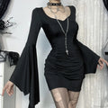 Batwing Lengthy Sleeve Mini Dress