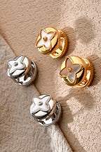Fashionable Shell Light Luxury Metal Button Earrings