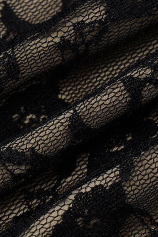 Black Lace Detail Bow Front Midi Dress