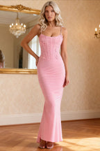 Ruched Corset Sweetheart Spaghetti Strap Bow Detail Mermaid Gown