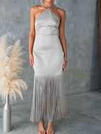 Fringe Halter Neck Dress