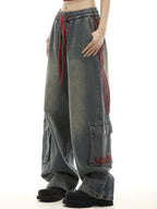 Loose patchwork stripes Cargo Jeans