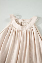Hollowed Floral Lace Hem Patchwork Loose Halter Summer Dress