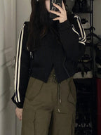 American Retro Striped Short Style Jacket