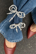 Fashion Bow Pearl Imitation Paper Clip Anklet