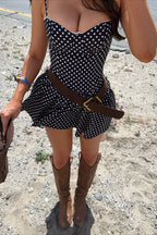 Sexy Polka Dot Bandeau Tie Waist Mini Dress