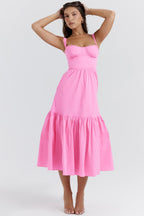 french pink midi sundress
