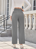 Women Relaxed Straight Leg Straight Fit High-Rise Easy Wash Pleated Joggers