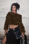 Chic Solid Furry Thick Off-shoulder Coat