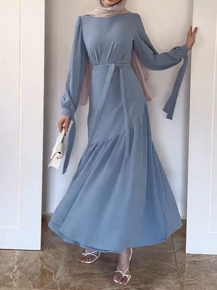 Puffy Sleeves  Wrap Desgin Two Pieces Suit