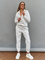 Textured Half-Zip Sweater And Joggers Set For Women 2026