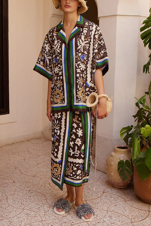 Moroccan Oversized Printed Shirt Dress Set
