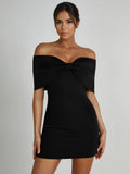 Bodycon Dresses Backless Foldover Party Mini Dresses In Black