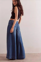 Ruched Mid Rise Tie Front Jeans
