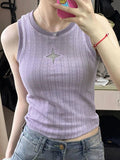 See Through Star Embroidery Tank Top