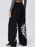 Vintage Butterfly Print Loose Sweatpants