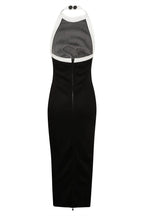 Nina Boutique Halterneck Floral Knit Midi Dress with Open Back Designer Edit