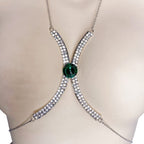 Sexy Minimalist Full Rhinestone Gem Chest Body Chain