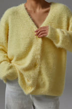 Faux Fur Blend V-Neck Cardigan