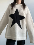 Star Jacquard Pullover Long Sweater