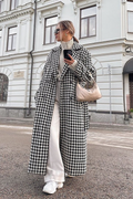 Houndstooth Long Chic Mature Overcoat