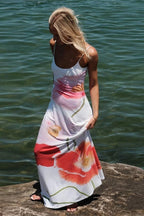 Spaghetti Strap Scoop Neck Oversized Floral Placement Print Maxi Dress