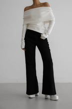Sexy Off Shoulder Ribbed Sweater