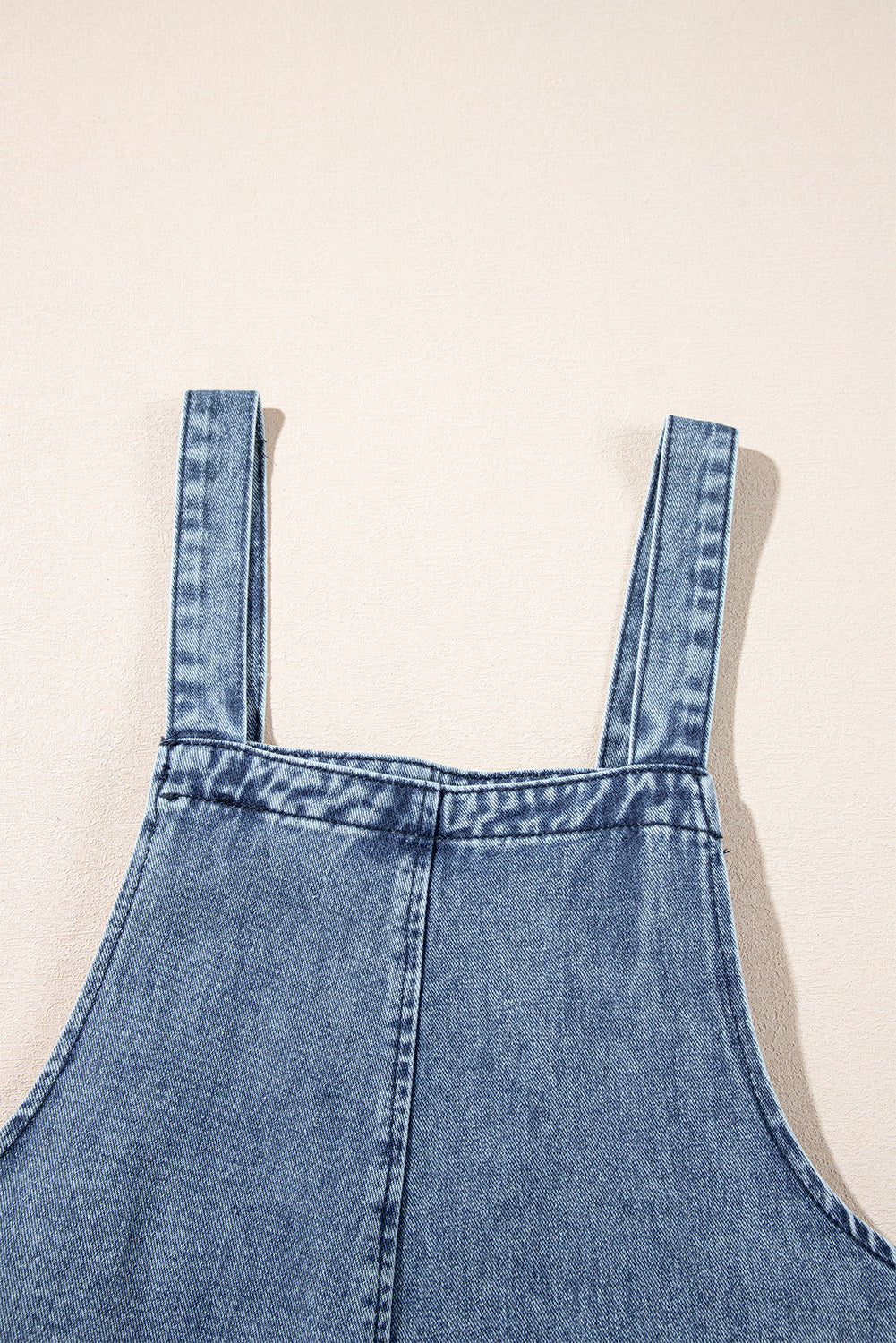 Blue Zone Planet | Stone Blue Distressed Bib Pocket Wide Leg Denim Overall