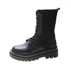 British Style Knitted Stretch Platform Ankle Boots