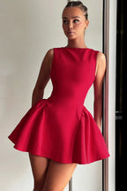 Solid Sleeveless Backless Bodycon Cocktail Dress