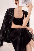 Black Velvet Strappy Backless Maxi Dress