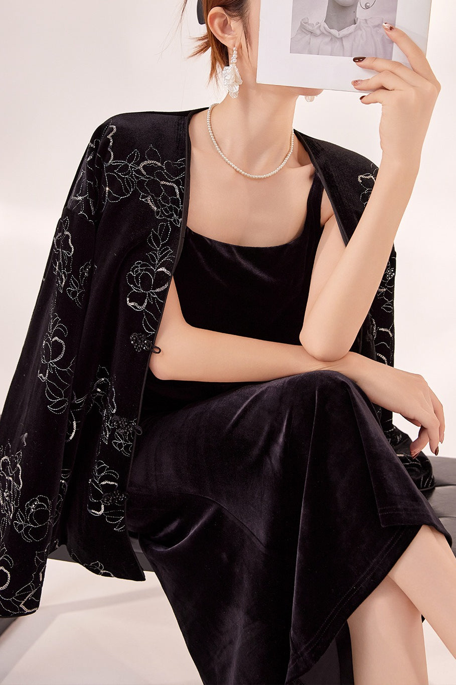 Black Velvet Strappy Backless Maxi Dress