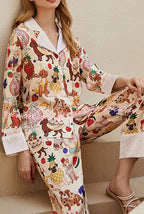 Dessert Dog Print Home Long Sleeved Two-piece Set